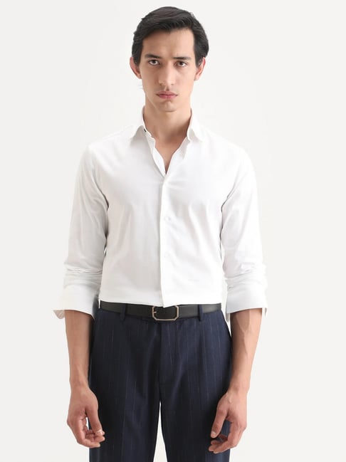 Rare Rabbit Como-27 White Blended Regular Fit Solid Shirt-picture-24