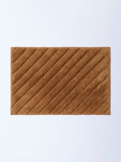 Westside Home Brown Diagonal Striped Bath Mat