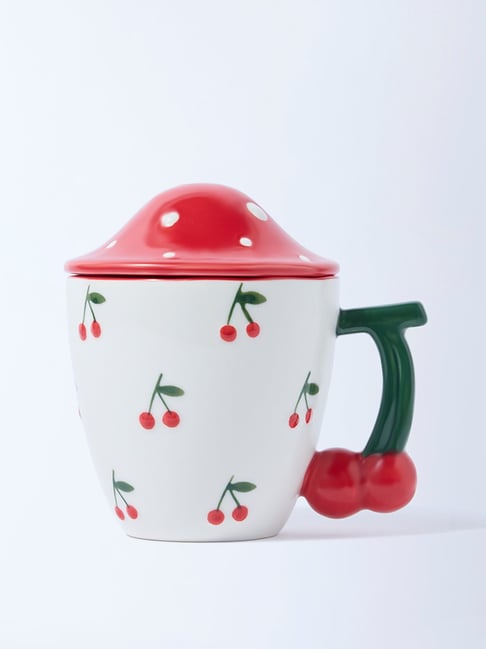 Westside Home White and Red Cherry Mug
