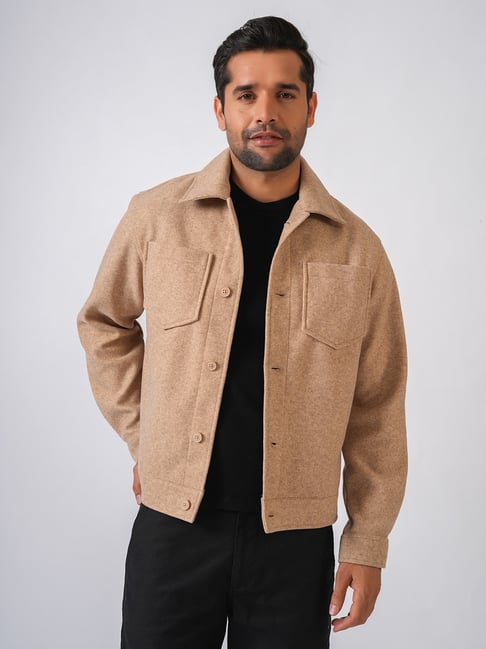 Perch Fawn Regular Fit Solid Jacket