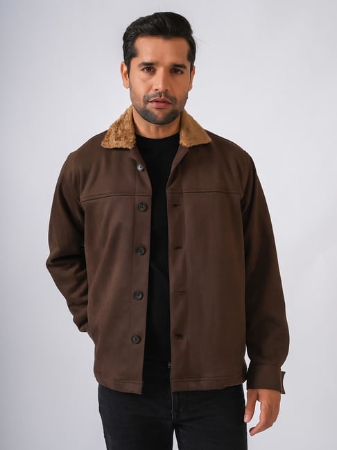 Perch Brown Regular Fit Solid Jacket-picture-28