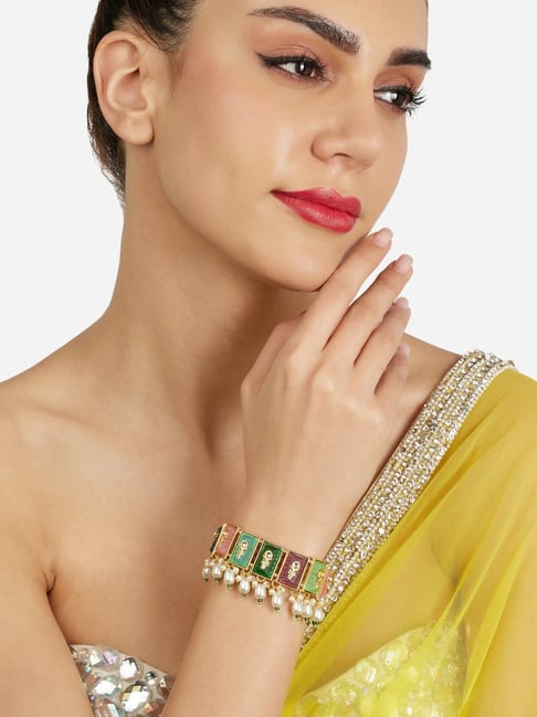 Zaveri Pearls Multicolor Stones Beads Drop Embellished Color Pop Ethnic Bracelet-picture-36
