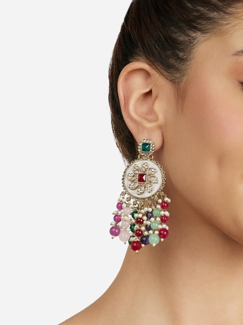 Zaveri Pearls Multicolor Stones Beads Embellished Antique Plating Dangle Earring-picture-22