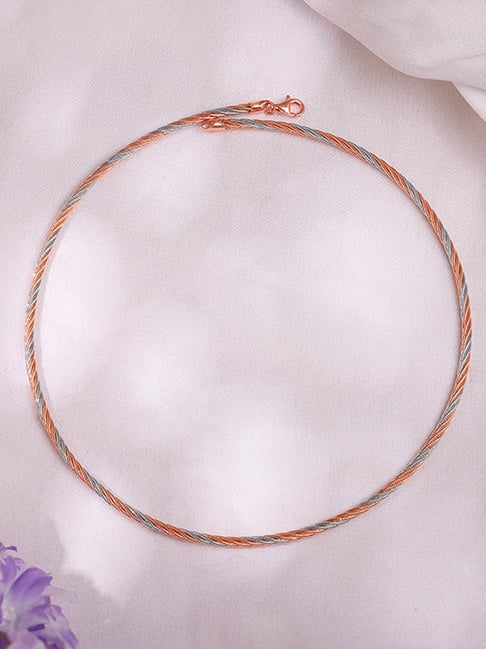 GIVA 925 Sterling Silver Dual Tone Rope Hasli Necklace for Women