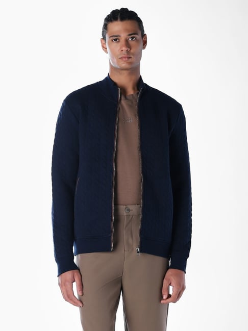 Jack & Jones Navy Blue Regular Fit Solid Sweatshirt