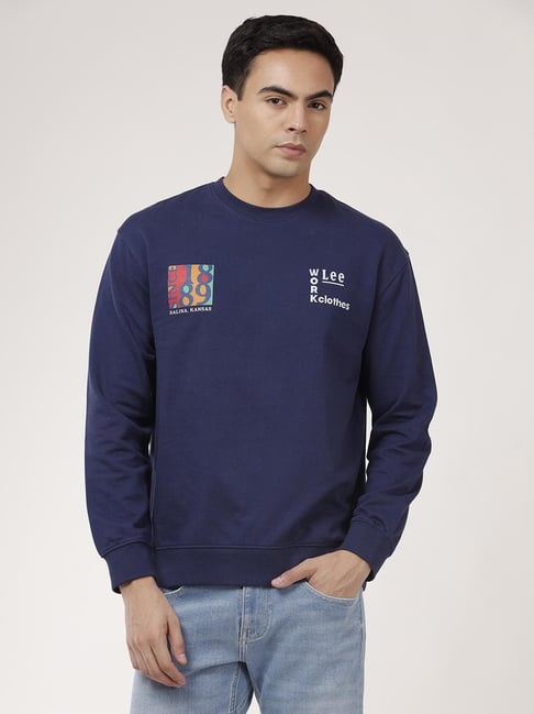 Lee Graphic Print Blue Comfort Fit Sweatshirt