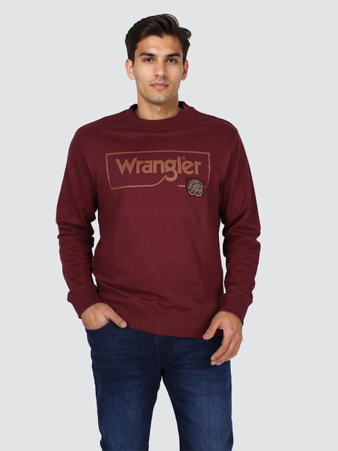 Wrangler Solid Red Regular Fit Sweatshirt