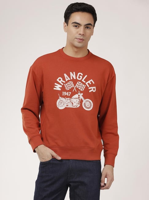 Wrangler Graphic Orange Regular Fit Sweatshirt