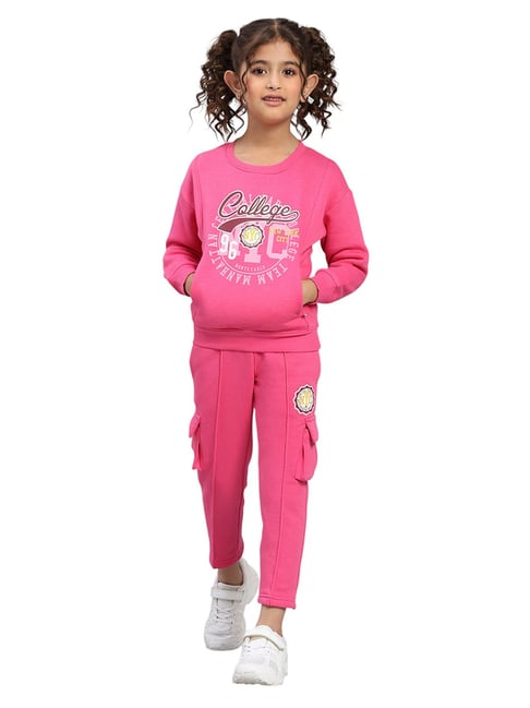 Monte Carlo Girls Magenta Regular Fit Printed Tracksuit