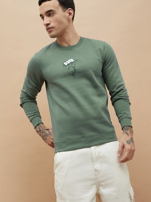 Fame Forever by Lifestyle Dark Sage Regular Fit Printed Sweatshirt