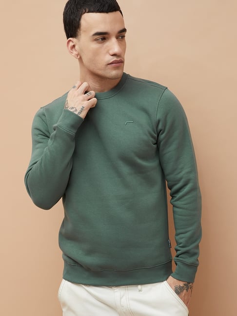 Fame Forever by Lifestyle Light Sage Regular Fit Solid Sweatshirt