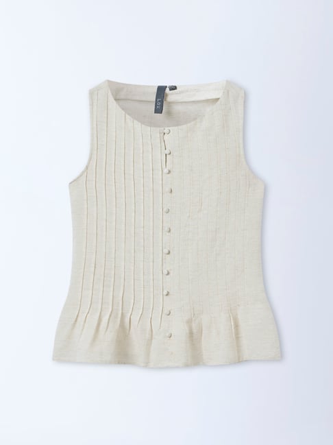 LOV by Westside Off-White Cotton-Blend Blouse