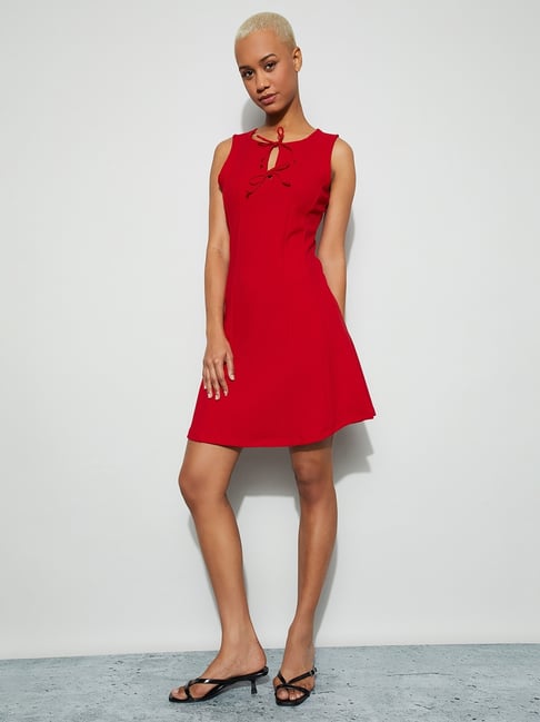 ginger red dress Ginger by Lifestyle Red Solid Dress