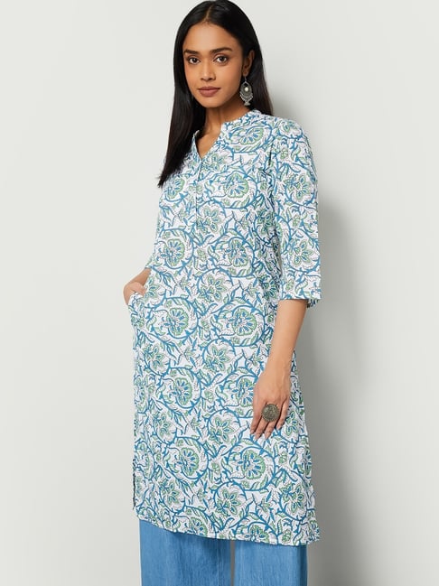 Melange by Lifestyle Off White Printed Kurta-picture-28