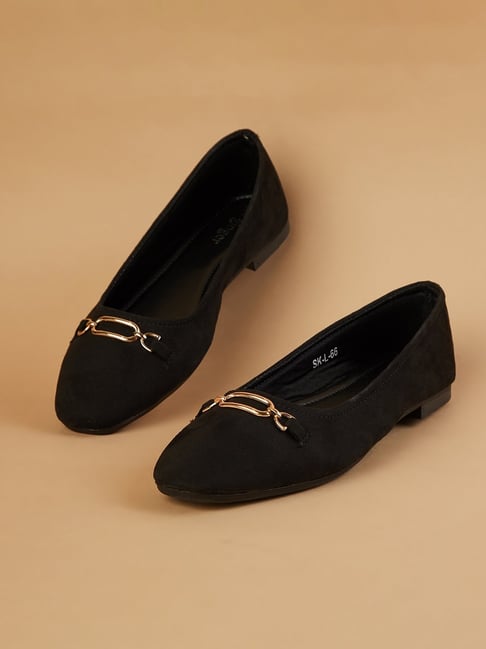Ginger by Lifestyle Women Black Solid Ballerinas