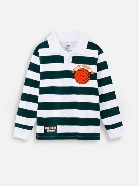 Nap Chief Kids Green Striped Relaxed Fit Sweatshirt