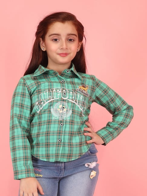 Cutecumber Green Checks Long Sleeves Shirt