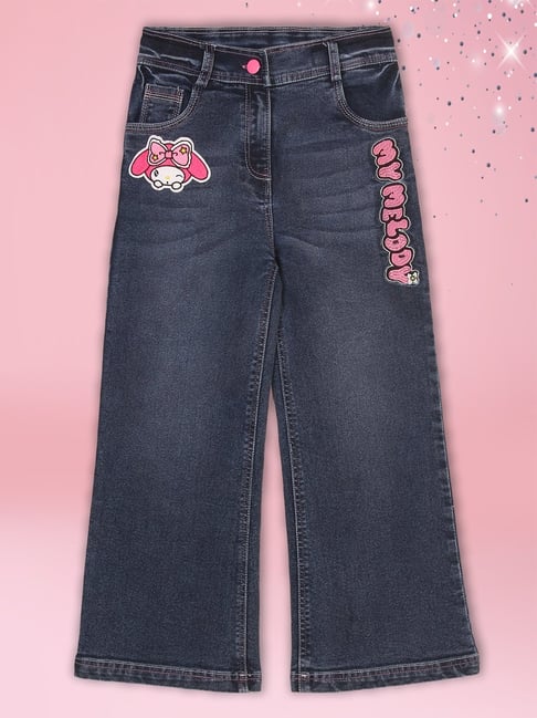 Cutecumber Dark Blue Printed Jeans