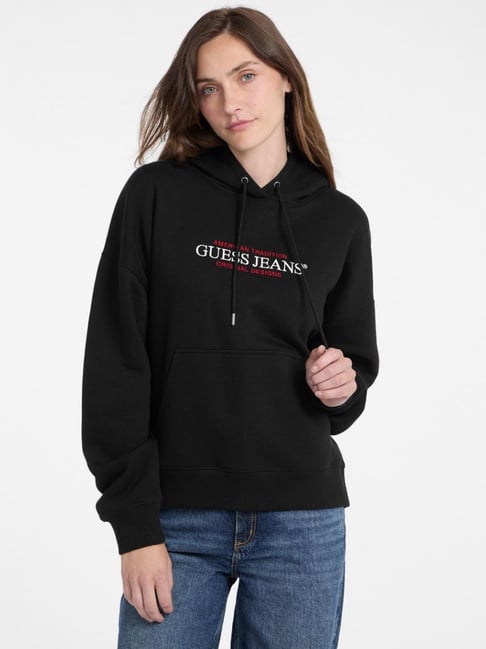 Guess Jeans Black American Oversized Fit Hoodie