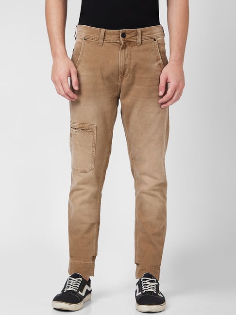 Spykar Khaki Regular Fit Jeans