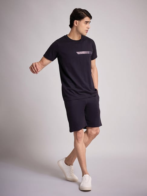 Sweet Dreams Navy Blue Regular Fit Solid Co-Ord Set