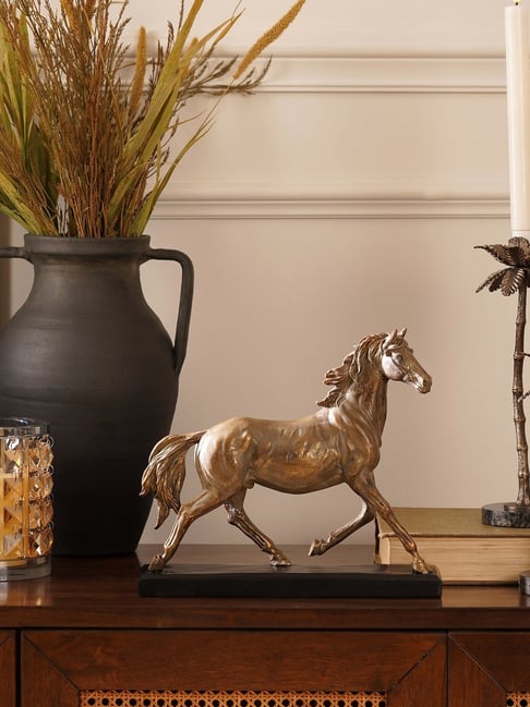 Pure Home and Living Gold Porcelain Walking Horse