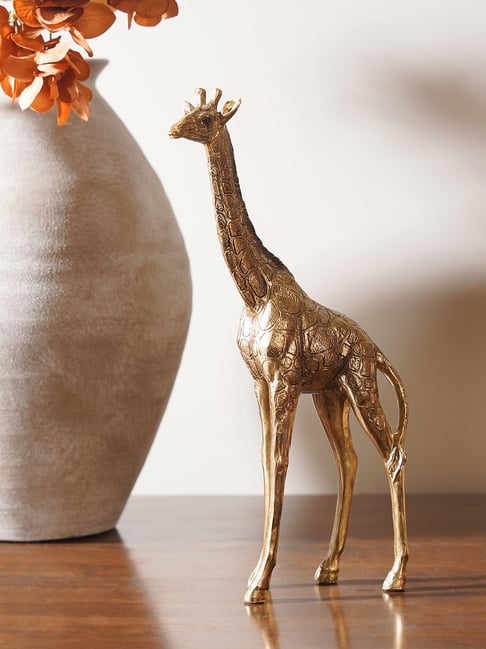 Pure Home and Living Gold Porcelain Antique Small Standing Giraffe