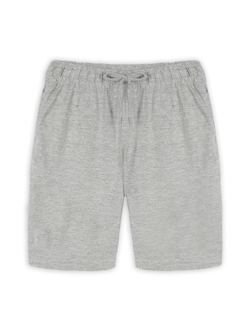 Kiddopanti Boys Grey Melange Cotton Regular Fit Shorts