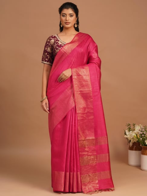 Jaypore Fuchsia Pink Hand Woven Saree-picture-44