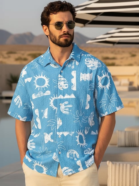 Bewakoof Blue All Over Printed Oversized Shirt-picture-39