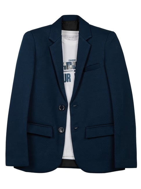 Cavio Turquoiseblue Comfort Fit Solid Blazer