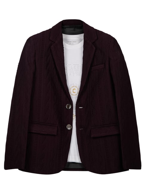 Charchit Maroon Comfort Fit Solid Blazer