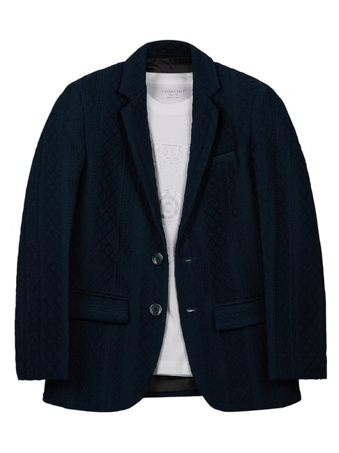 Charchit Turquoiseblue Comfort Fit Solid Blazer