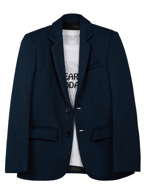 Charchit Turquoiseblue Comfort Fit Solid Blazer