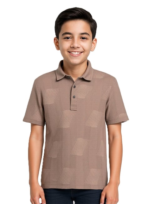 Cavio Brown Comfort Fit Solid Polo T-Shirt
