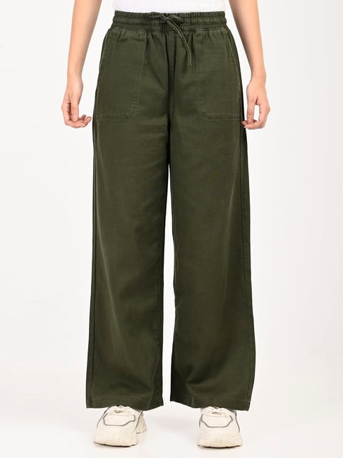 Levi's Women's High Rise Olive Regular Fit Parallel Trousers