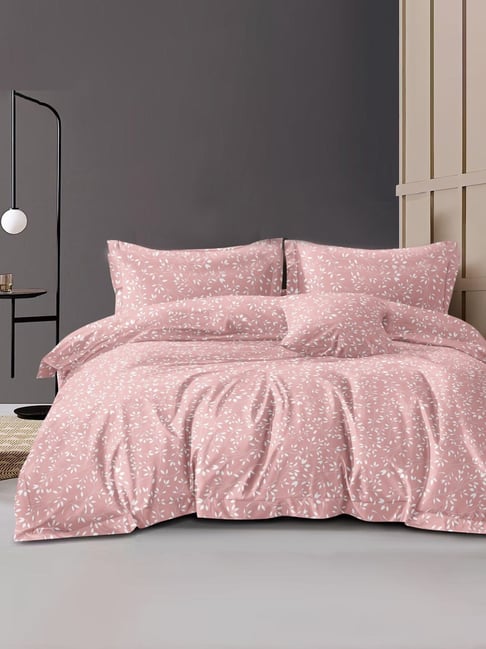 Ariana Catania Pink Microfiber Floral 120 TC Queen Bedsheet with 2 Pillow Covers