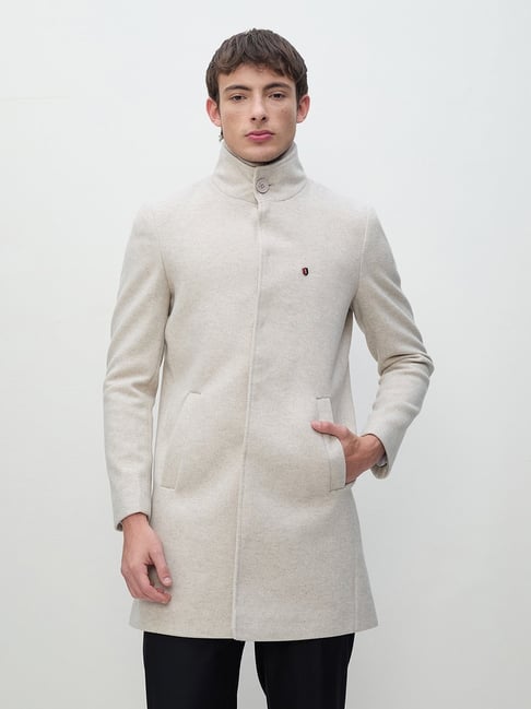 ICONIC Men Beige Regular Fit Overcoat