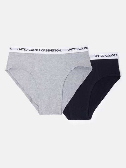 United Colors of Benetton Boys Grey Logo Briefs Pack of 2