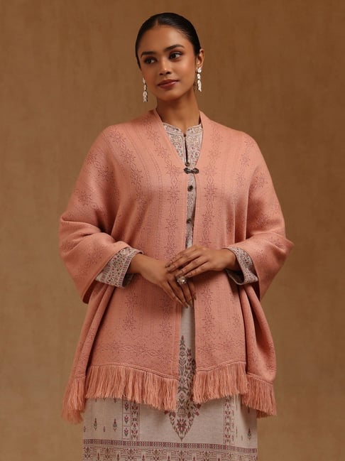 Soch Peach Printed Knitted Shawl