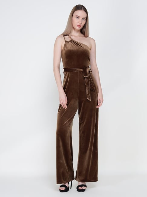 Cover Story Brown Polyester Jumpsuit