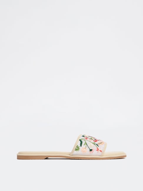 LUNA BLU by Westside Ivory Floral Detailed Slides