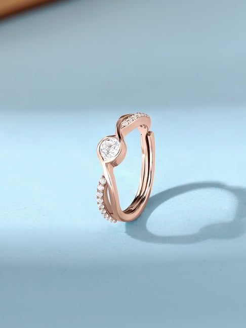 Ornate Jewels 925 Silver 18K Rose Gold Plated 0.40 Carat American Diamond Adjustable Ring for Women