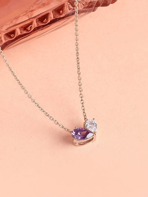 Ornate Jewels 925 Silver 18K 2 Micron Rose Gold Plated Amethyst Toi Et Moi Necklace for Women