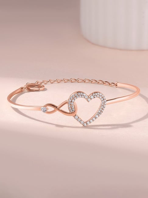 Ornate Jewels 925 Silver 18K Rose Gold American Diamond Infinity Love Bracelet for Women