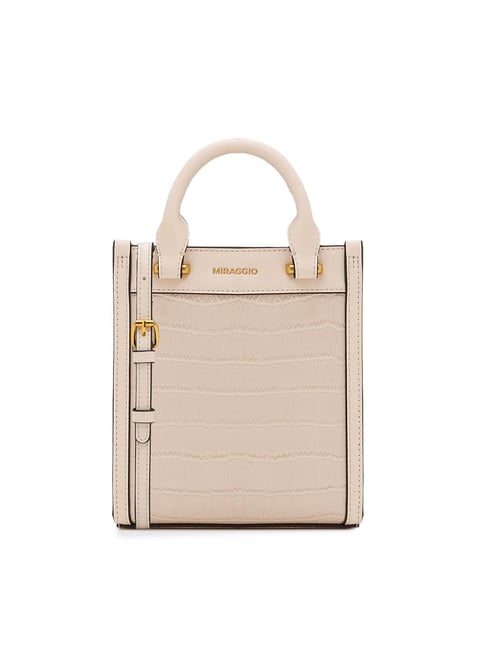 Miraggio Off White Faux Leather Textured Sling Handbag