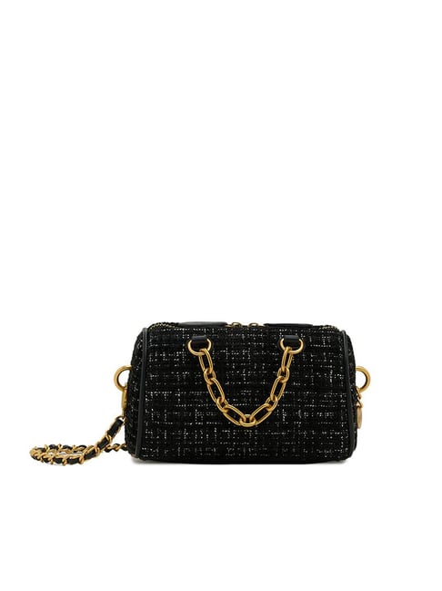 Miraggio Black Tweed Sling Handbag