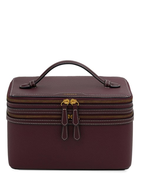 Miraggio Maroon Faux Leather Textured Avery Vanity Kit-picture-14