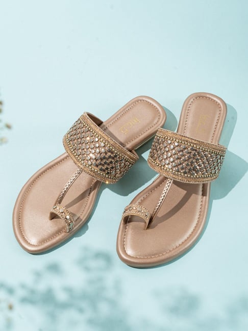 Inc.5 Women's Rose Gold Toe Ring Sandals