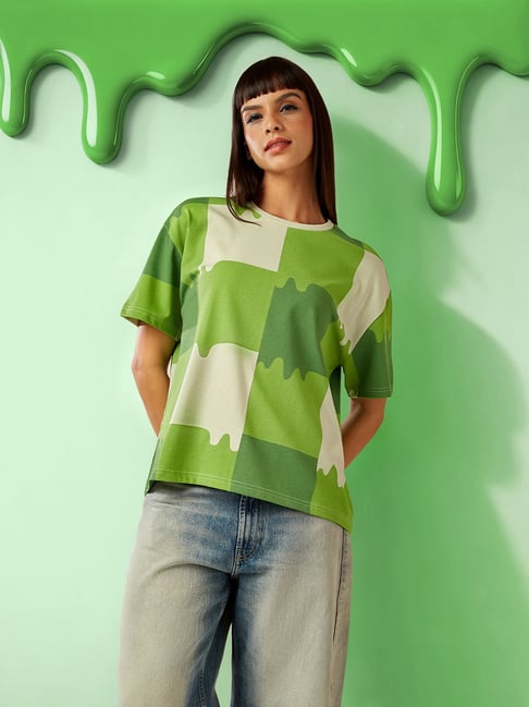 Lotto Melt Women Green Gingham T-shirt
